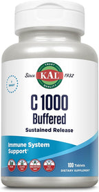 KAL Buffered Sustained Release Vitamin C, 1000 mg, 100 Tablets