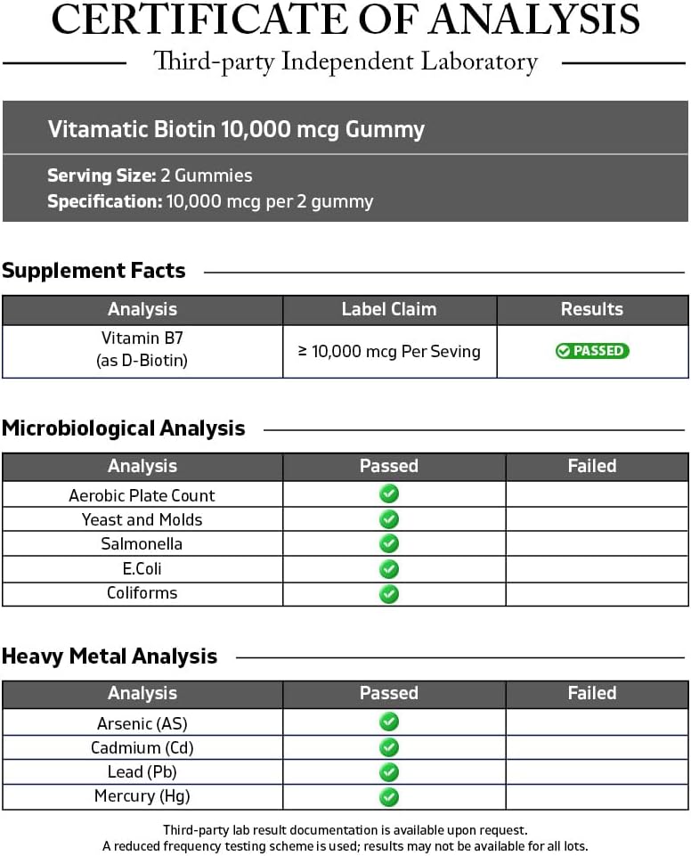 Vitamatic Biotin Gummies 10.000 mcg – Gominolas veganas de biotina – 60 unidades