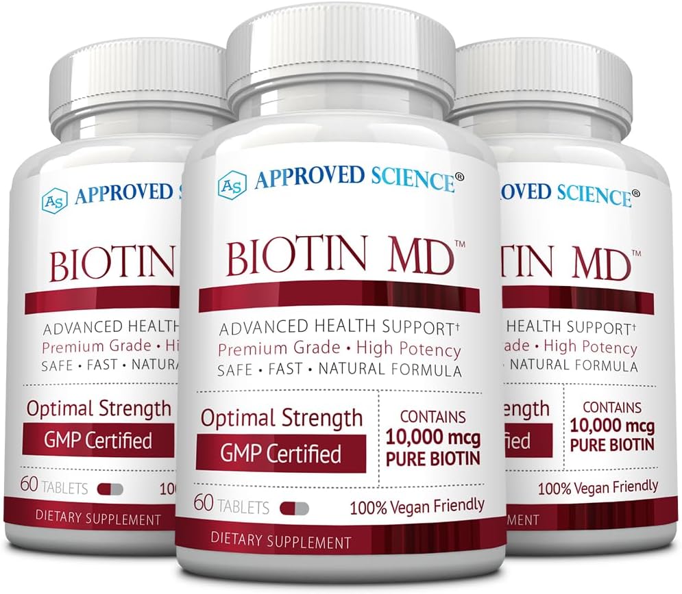 Approved Science Biotin MD - 10.000 mcg de Biotina por Dosis - 180 Comprimidos Veganos