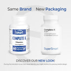 Supersmart Complete K - Complejo de Vitamina K con K1, K2 (MK4 + MK7) - 60 Cápsulas Vegetales