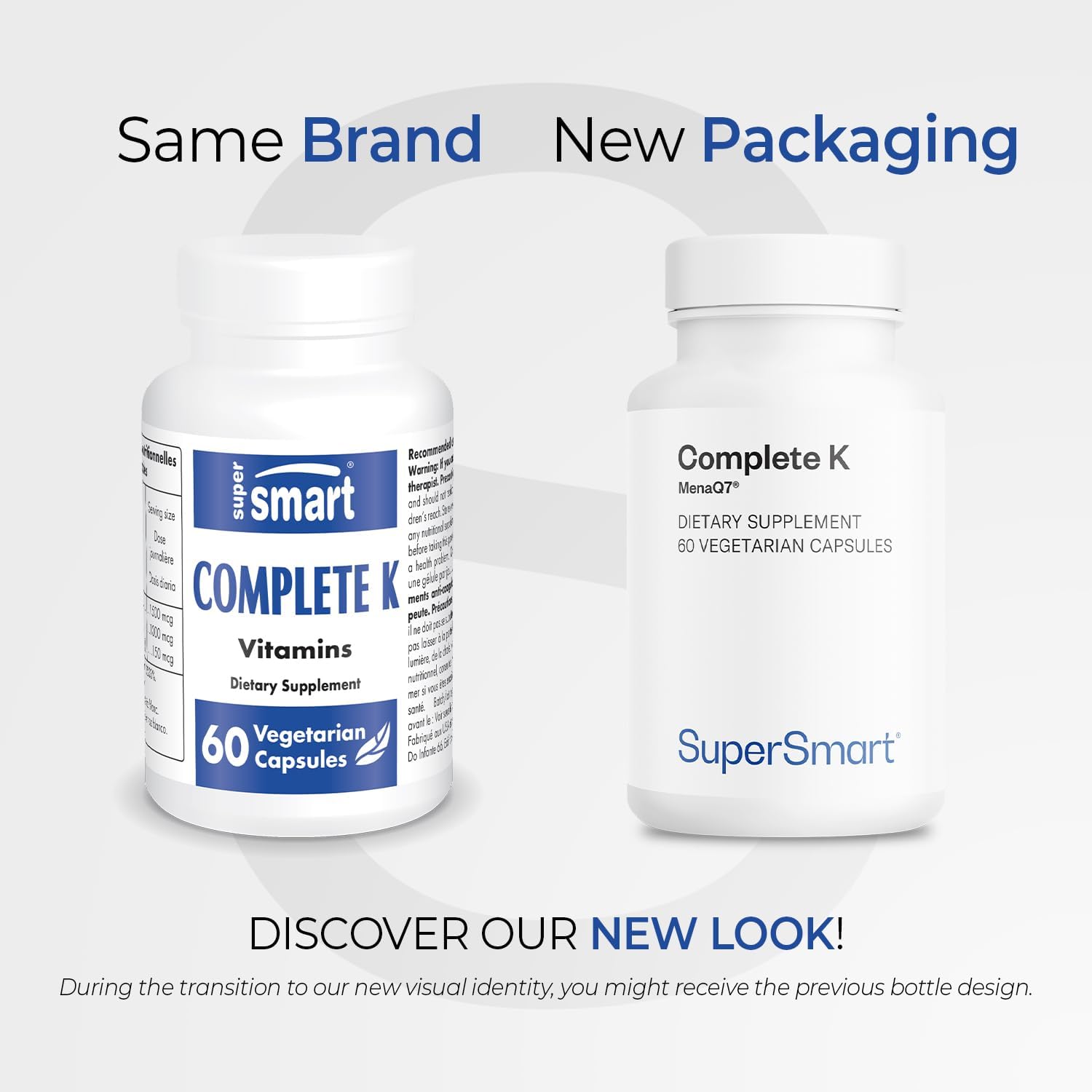 Supersmart Complete K - Complejo de Vitamina K con K1, K2 (MK4 + MK7) - 60 Cápsulas Vegetales