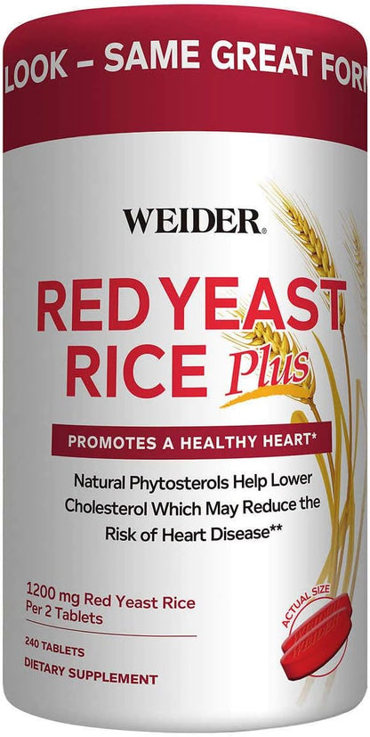 Weider Arroz de Levadura Roja Plus con Fitoesteroles - Pack de 2 (240 comprimidos x 2) – Image 1