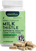 Animal Essentials Milk Thistle for Dogs and Cats - Liver Support, 150mg, Silymarin, Organic Herbal Capsules - 30 Count