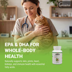 Vetoquinol Triglyceride Omega - Aceite de Pescado para Perros y Gatos - Apoya la Piel, el Pelaje y la Respuesta Inmunitaria - Suplemento con Mezcla de Vitaminas para el Corazón, Ojos, Huesos y Músculos - 60 Cápsulas
