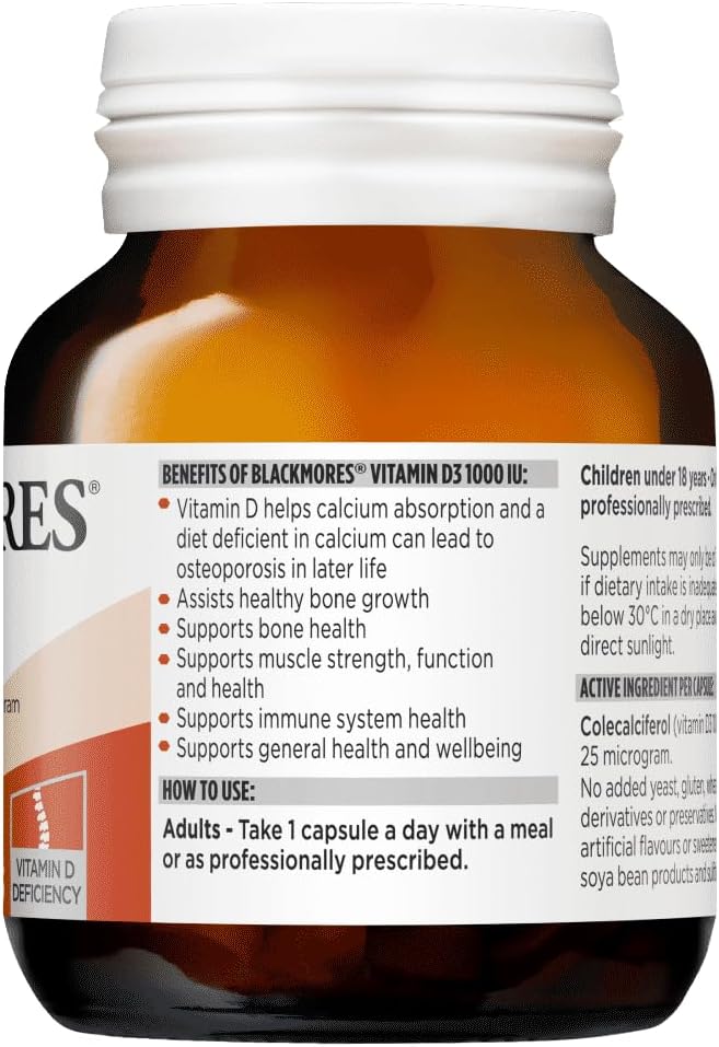 Blackmores Vitamina D3 1000 IU, 60 Cápsulas