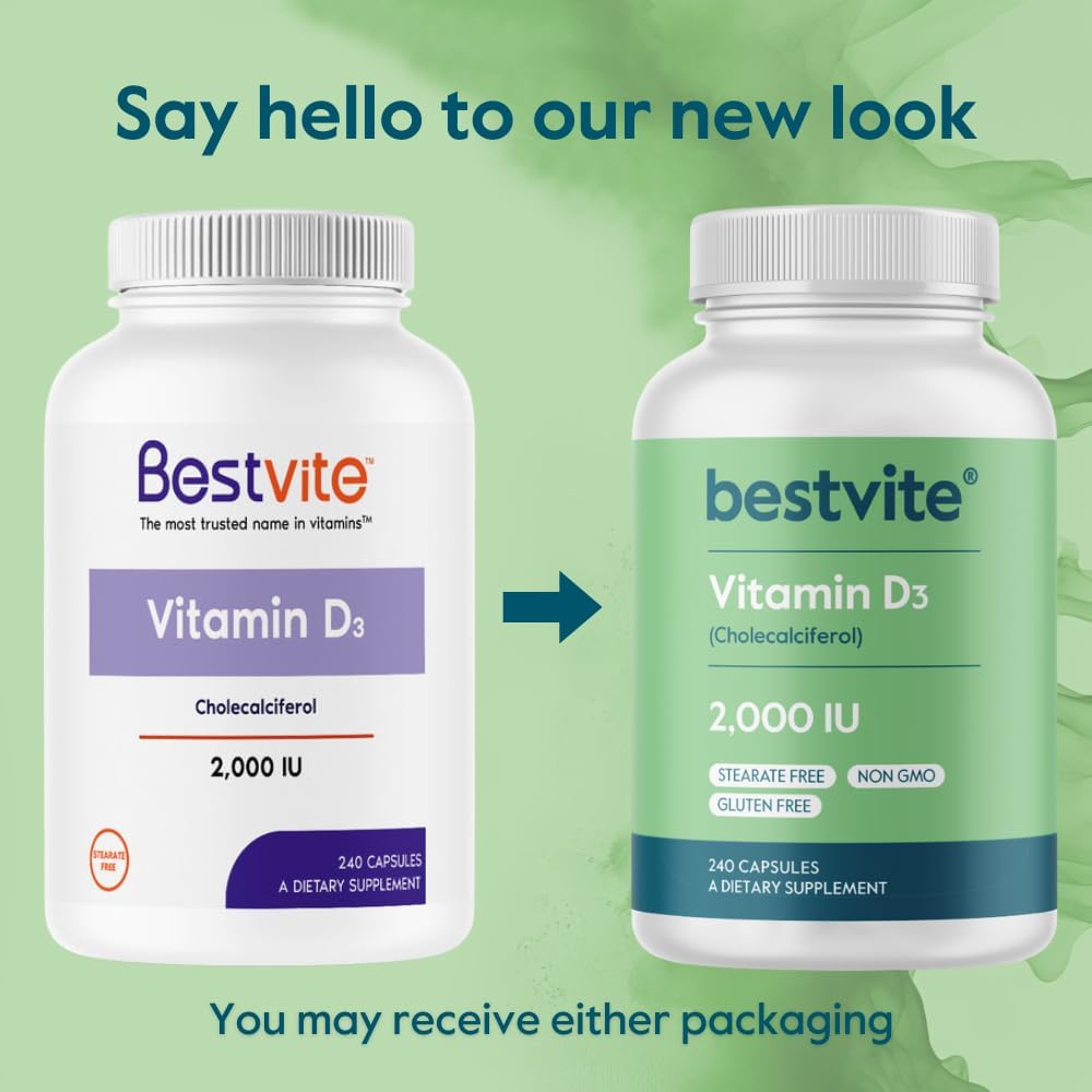 BESTVITE Vitamina D3 2000 UI, 240 cápsulas