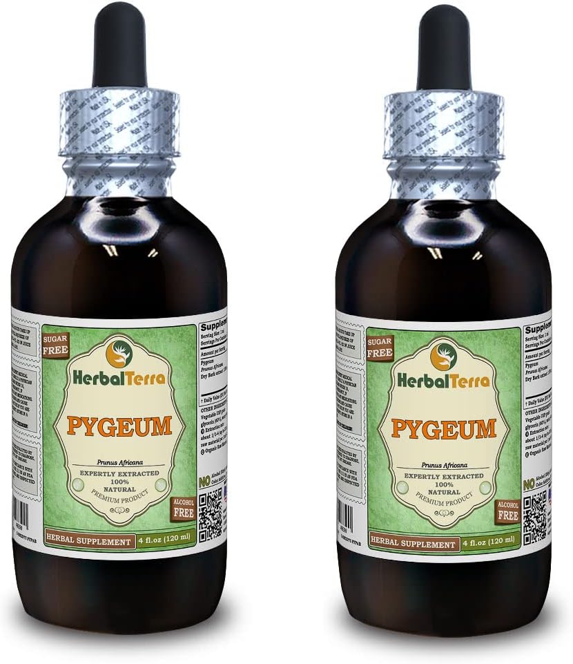 African Cherry Pygeum (Prunus Africana) Glicerita, Extracto Líquido Sin Alcohol de Corteza Seca – 2x120 ml | HerbalTerra