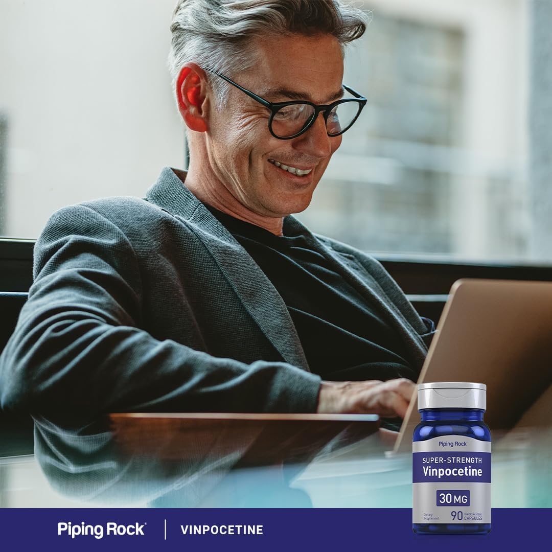 Piping Rock Vinpocetina 30 mg | 90 Cápsulas | Suplemento de Alta Potencia | No-GMO, Sin Gluten