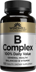 Windmill Natural Vitamins B Complex (100% Valor Diario), 100 Comprimidos