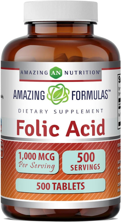 Amazing Formulas Ácido Fólico 1000 mcg (1 – El ácido fólico contribuye a la formación normal de las células – Image 6