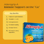 Aderogripa Immune Support Vitaminas C, A y D – 10 Ampollas de 10 ml Sabor Naranja Natural