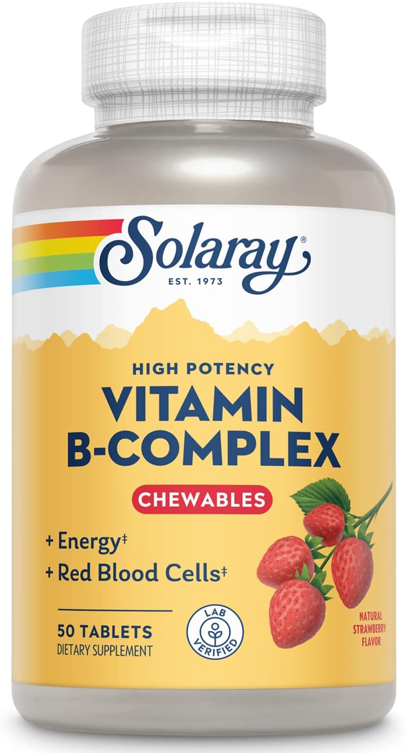 SOLARAY Chewable B-Complex, Strawberry, 50 Tablets