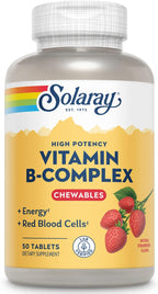 SOLARAY Chewable B-Complex, Strawberry, 50 Tablets