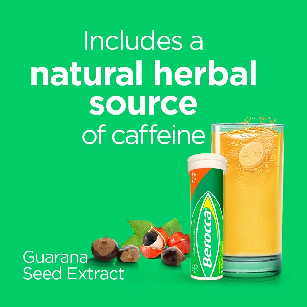 Berocca Energy, Suplemento Vitamínico para Energía Física y Mental, Sabor Naranja, 20 Comprimidos Efervescentes