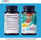 LIVS Gominolas Veganas Omega 3 – A base de Aceite de Linaza – Omega 3, 6 y 9 – Apoyo para el Corazón, el Cerebro y las Articulaciones – Sin Sabor a Pescado – No GMO, con Pectina, Kosher y Halal – 40 Unidades