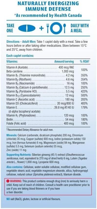 Jamieson Multi Vitamina 100% Completa para Hombres, 90 Comprimidos