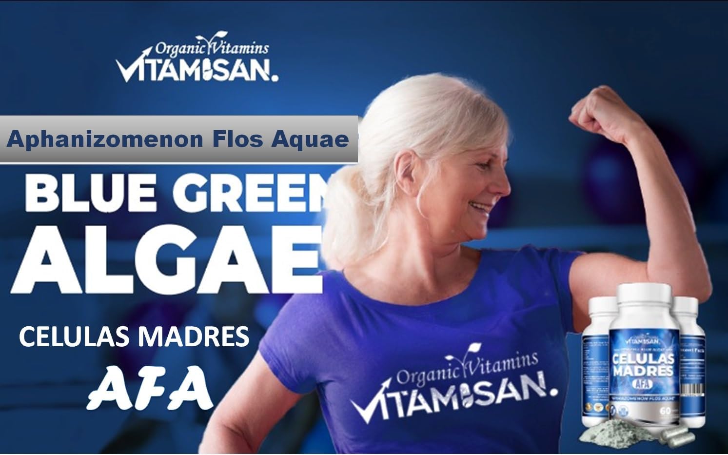 VITAMISAN Celulas Madres AFA Cápsulas de Alga Azul Verde, 60 cápsulas (Pack de 8)