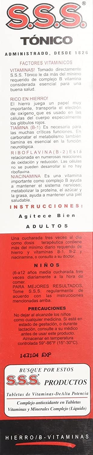 S.S.S. Tonic Liquid - Tónico Multivitamínico con Hierro, 2 Unidades de 591 ml