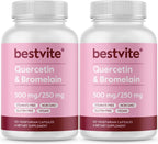 BESTVITE Quercetin with Bromelain 500mg/250mg - 120 Vegetable Capsules