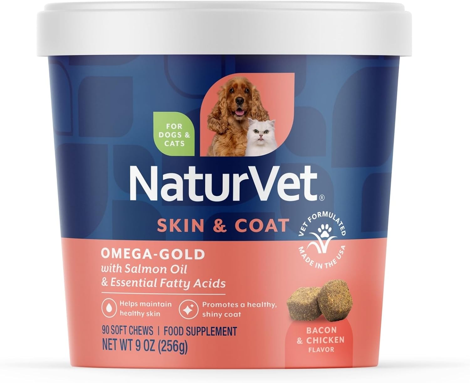 NaturVet – Salmon Oil Skin & Coat with Omegas | Natural Source of Omega-3 and 6 | for Dogs and Cats (473 ml)