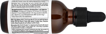 Kal 5000 UI D-3 K2 Citrus Dropins, 60 ml – Image 2