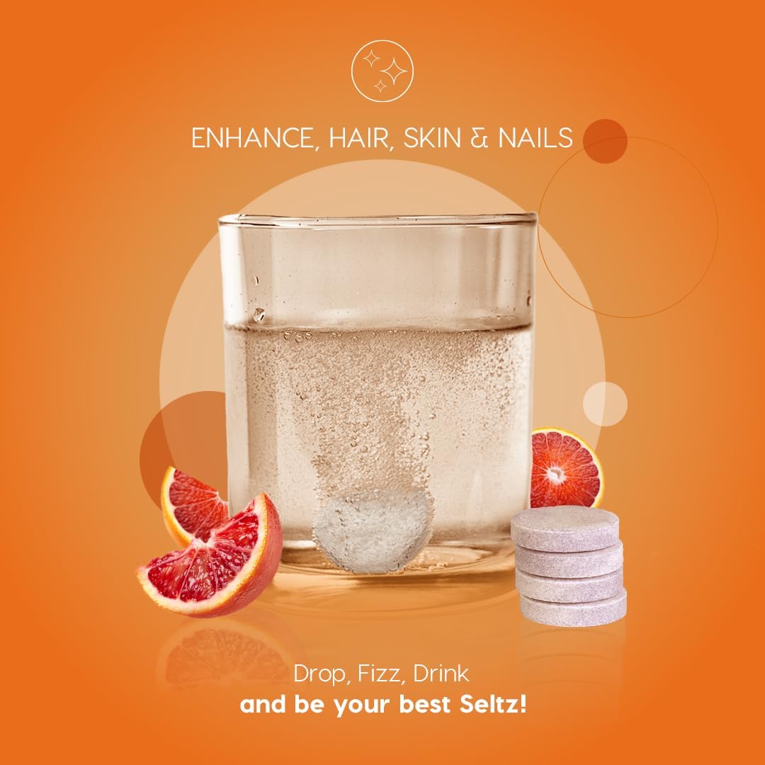 Seltz Comprimidos Efervescentes Cabello, Piel y Uñas – Biotina, Vitamina C y Silicio – 6 Pack