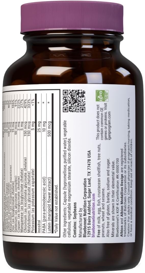 Bluebonnet Nutrition Multi One Iron Free - Multivitaminas Completas, 60 Cápsulas Vegetales