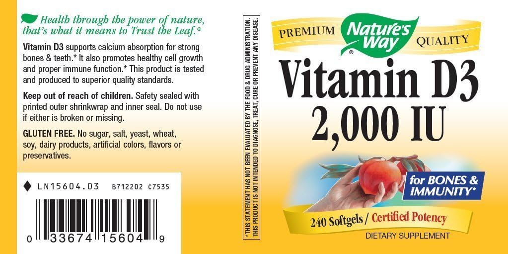 Vitamin D3 2000 IU, 240 Softgels (2 Pack)