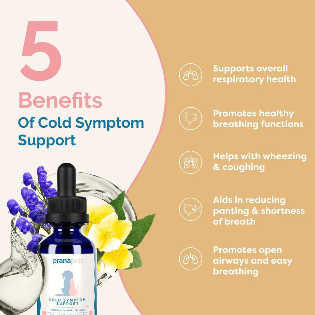 Cold Symptom Support for Cats & Dogs | Natural Formula Safely Aids with Colds, Seasonal Allergies & Kennel Cough | Helps Open Airways for Easy Breathing