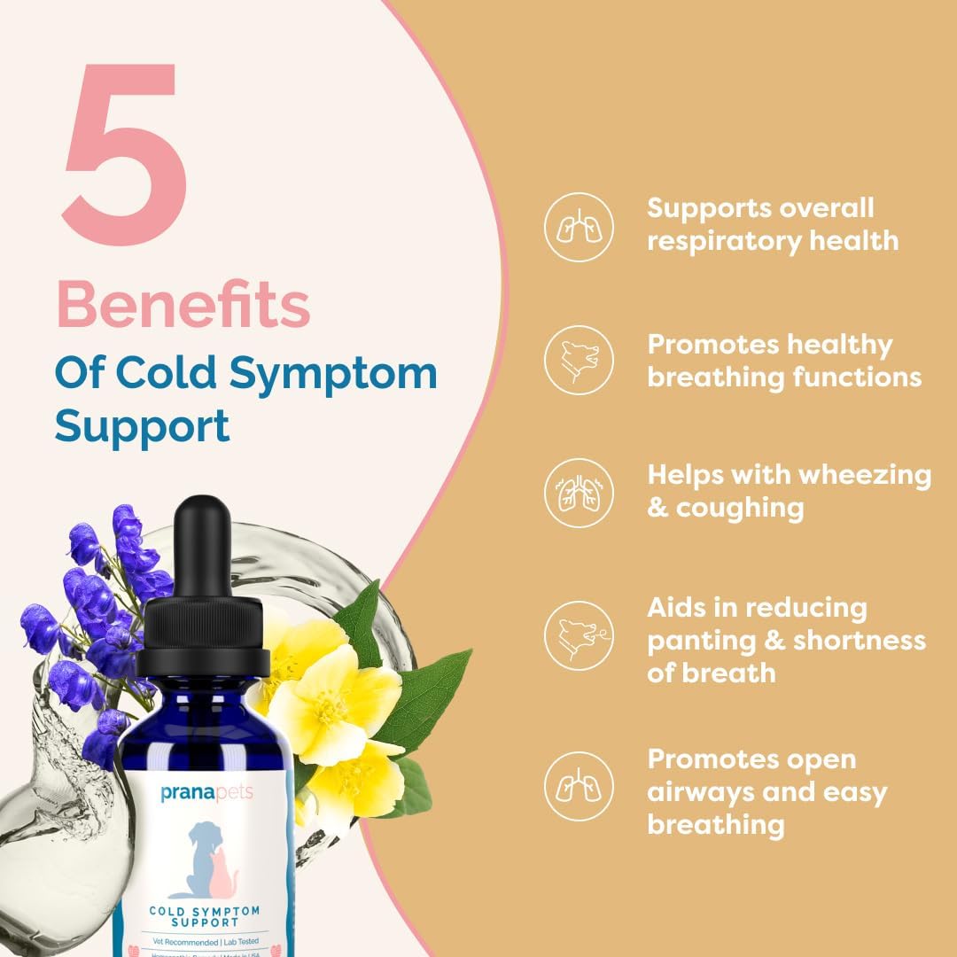 Cold Symptom Support for Cats & Dogs | Natural Formula Safely Aids with Colds, Seasonal Allergies & Kennel Cough | Helps Open Airways for Easy Breathing