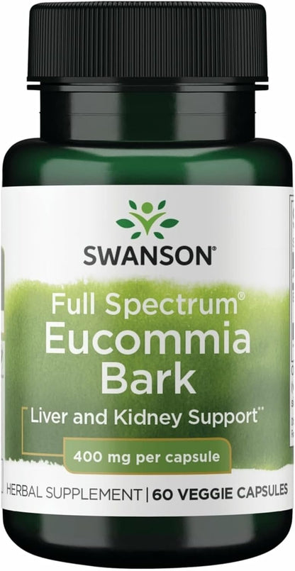 Swanson Full Spectrum Eucommia Bark 400 mg 60 Cápsulas Vegetales – Image 1