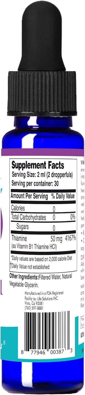Life Solutions Vitamina B1 (Tiamina) en Gotas, 2 oz