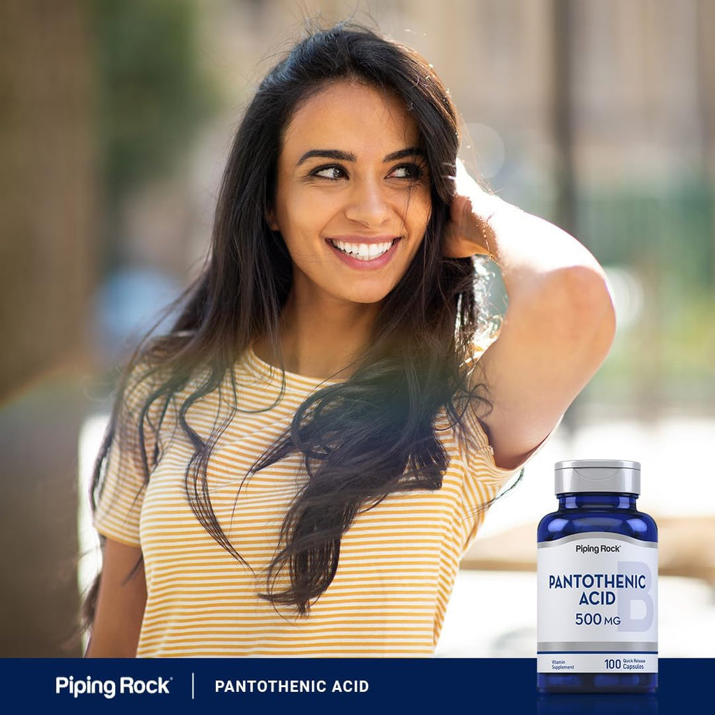 Piping Rock Ácido Pantoténico 500 mg | 100 Cápsulas | como D-Pantotenato Cálcico | Sin OGM, Sin Gluten