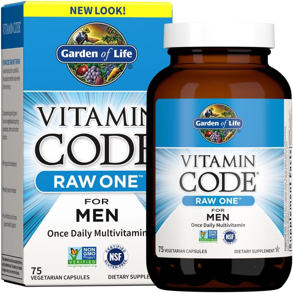 Garden of Life Vitamin Code RAW ONE Multivitamínico Diario para Hombres con Alimentos Integrales y Probióticos, 75 Cápsulas
