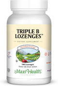 Maxi Health Triple B Lozenges - Complejo B con B12, B6 y Biotina - Sabor Fresa - 180 Pastillas - Kosher