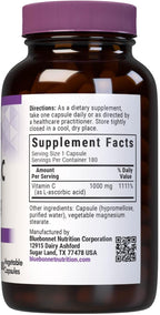 Bluebonnet Vitamin C 1000 mg – 180 Vegetable Capsules