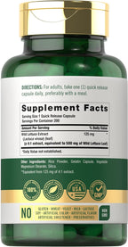 Carlyle Extracto de Lechuga Silvestre | 200 Cápsulas | Suplemento de Hoja Herbácea | Sin OGM y Sin Gluten