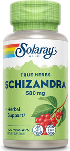 Solaray Schizandra Berry 580 mg - Extracto Puro de Baya de Schizandra, 100 Cápsulas Veganas