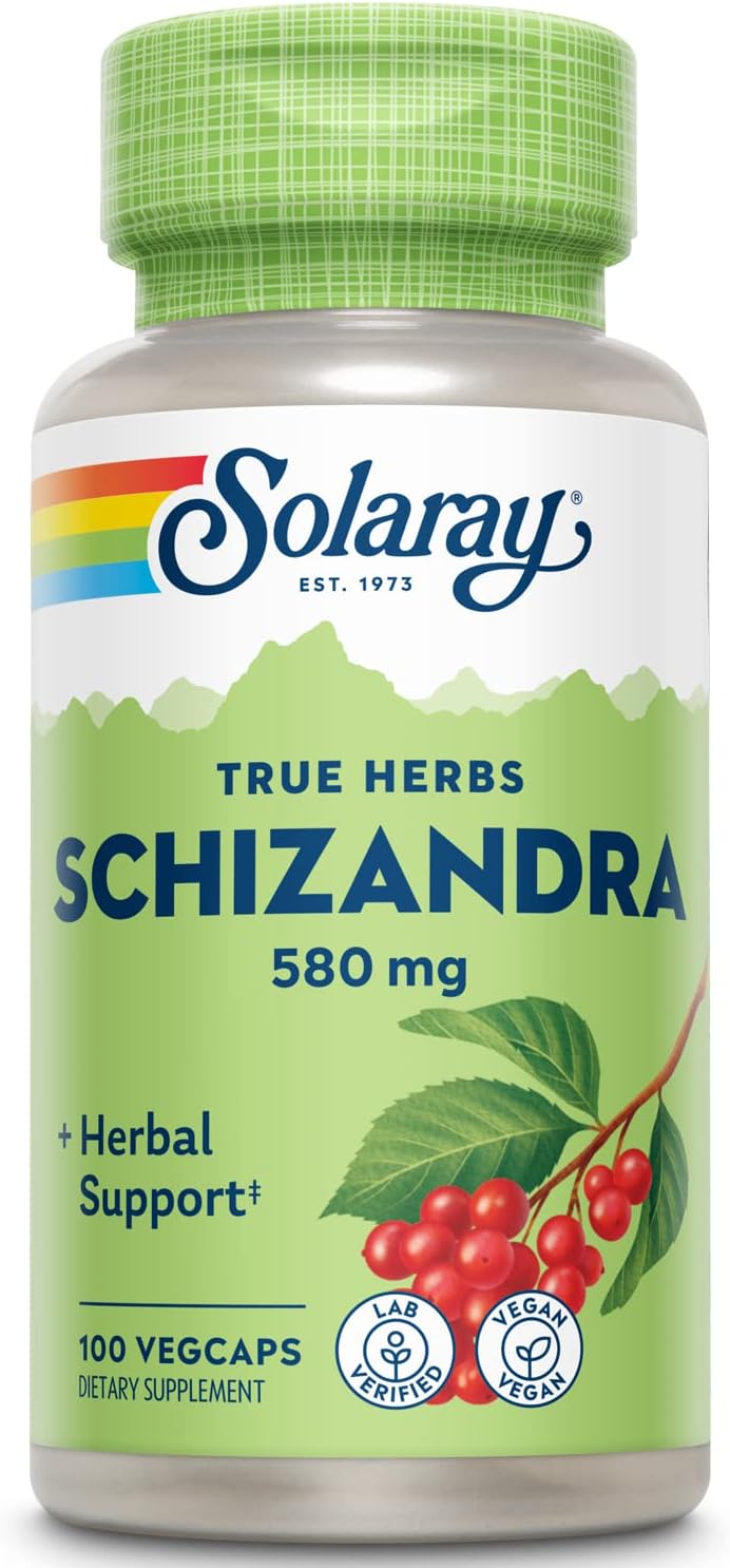 Solaray Schizandra Berry 580 mg - Extracto Puro de Baya de Schizandra, 100 Cápsulas Veganas