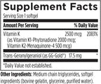 Designs for Health TRI-K - Tres Formas de Vitamina K + GG, Alta Potencia - 2000mcg Vitamina K1, 500mcg K2 MK-4 - Sin OGM + Sin Gluten (60 Cápsulas Blandas)