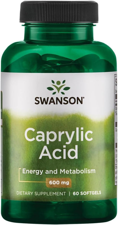 Swanson Ácido Caprílico 600 mg – 60 Cápsulas Blandas – Image 1