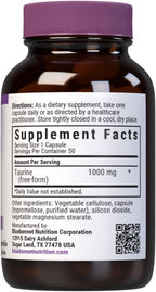 Bluebonnet Nutrition Taurina 1000 mg – 50 Cápsulas Vegetales, No Transgénico, Vegano, Sin Gluten