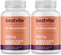 BESTVITE DL-Fenilalanina 500mg (240 Cápsulas Vegetales) (Pack de 2) - Sin Estearatos - Sin Rellenos - Vegano - Sin Gluten - No GMO