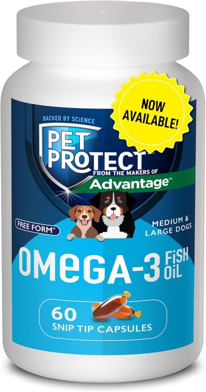 Free Form Snip Tips Omega-3 Aceite de Pescado Líquido para Perros Medianos y Grandes, 60 unidades