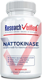 Research Verified Nattokinasa - 4000 FU - Apoyo Circulatorio - BioPerine, Sin Vitamina K2 - 60 Cápsulas - Paquete de 1