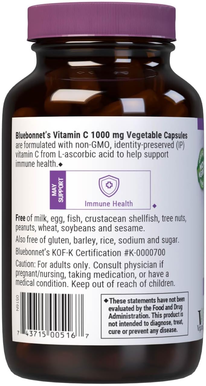 Bluebonnet Nutrition Vitamina C 1000 mg, 90 Cápsulas Vegetales
