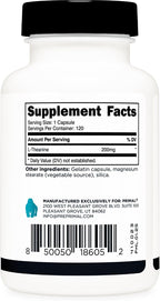 Primal L-Teanina Cápsulas (120 Servicios, 200mg por Servicio) - No Transgénico, Sin Gluten