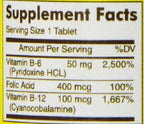 Mason Natural Folic Acid, Vitamin B6 and B12 - 90 Tablets (4-Pack)