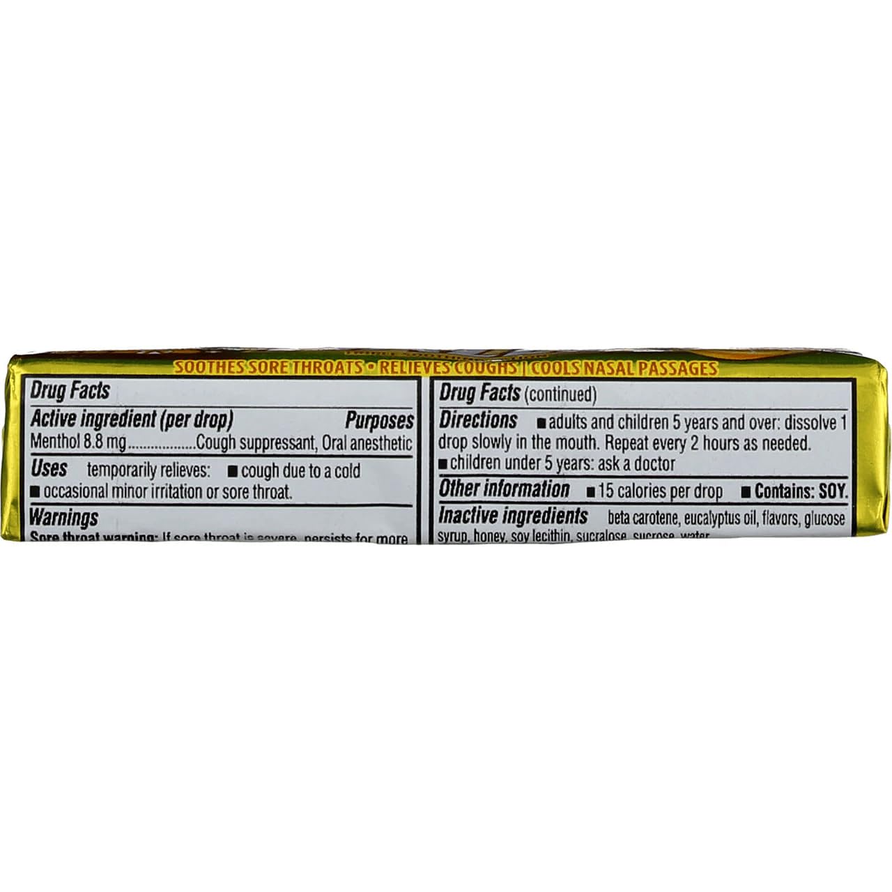 Halls Mentho-Lyptus Pastillas para la tos y anestésico oral, sabor Miel-Limón, 9 unidades (paquete de 20)