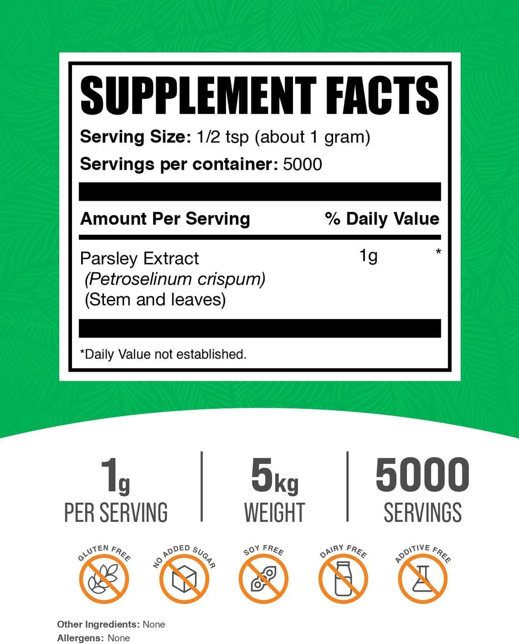 Parsley Powder Extract - 1000mg per serving, 5kg